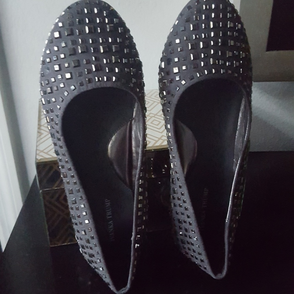 GRAY Bedazzled flats